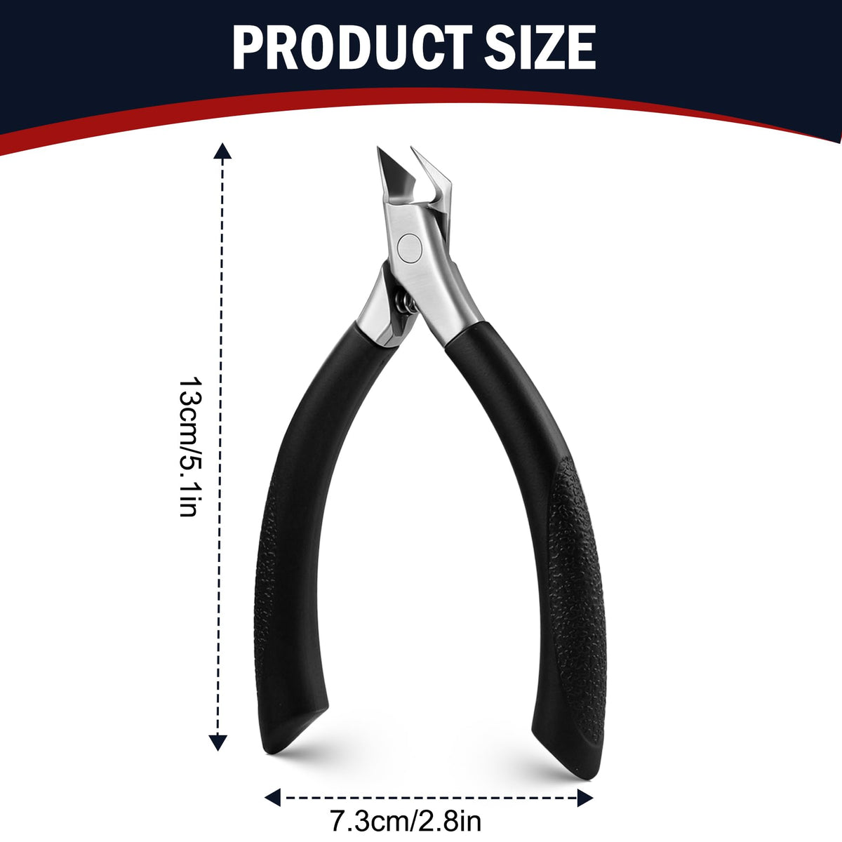 FVION Toenail Clippers with dimensions for reference
