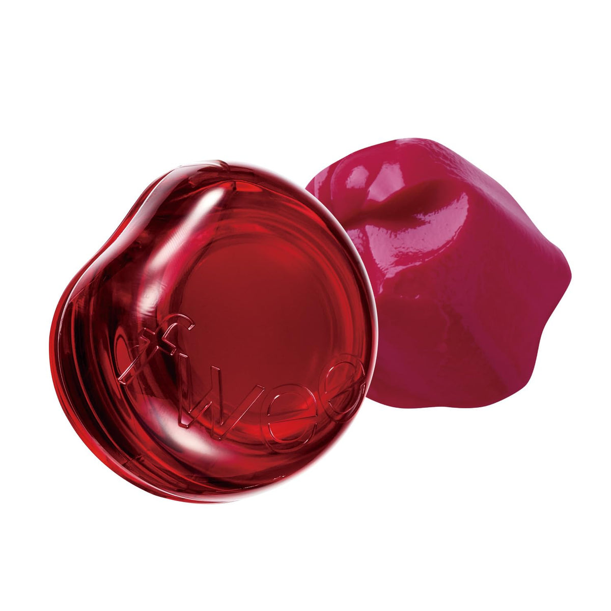 fwee Glowy Jelly Pot front view with Sour Gummy (Berry Red) colour