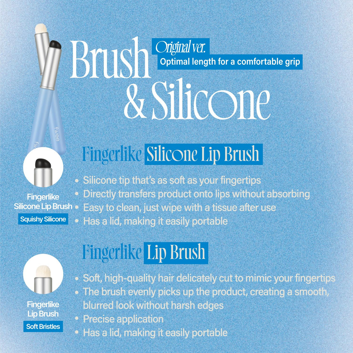 fwee Lip Brush Slim being used for lip application
