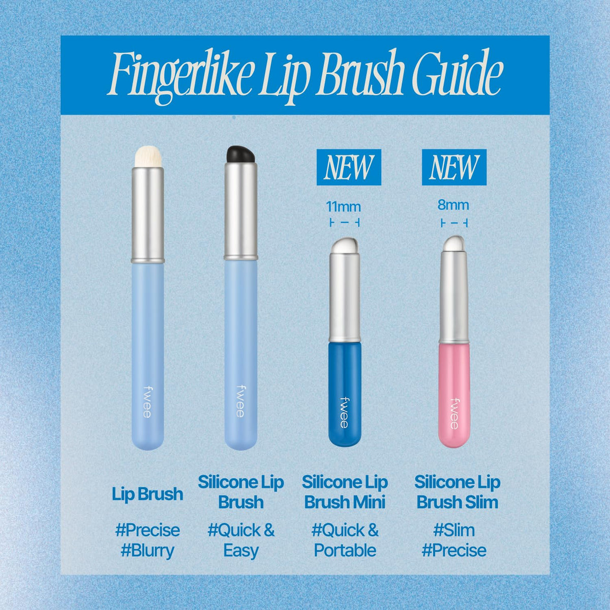 fwee Lip Brush Slim on a vanity with cosmetics