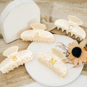 Fycert Initial Hair Clip Gold F lifestyle scene