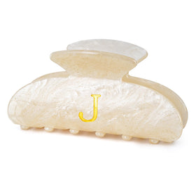 Fycert Initial Hair Clip Gold with glitter featuring letter J
