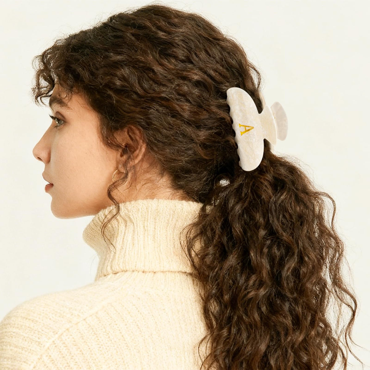 Fycert Initial Hair Clip in Gold displayed on a white background