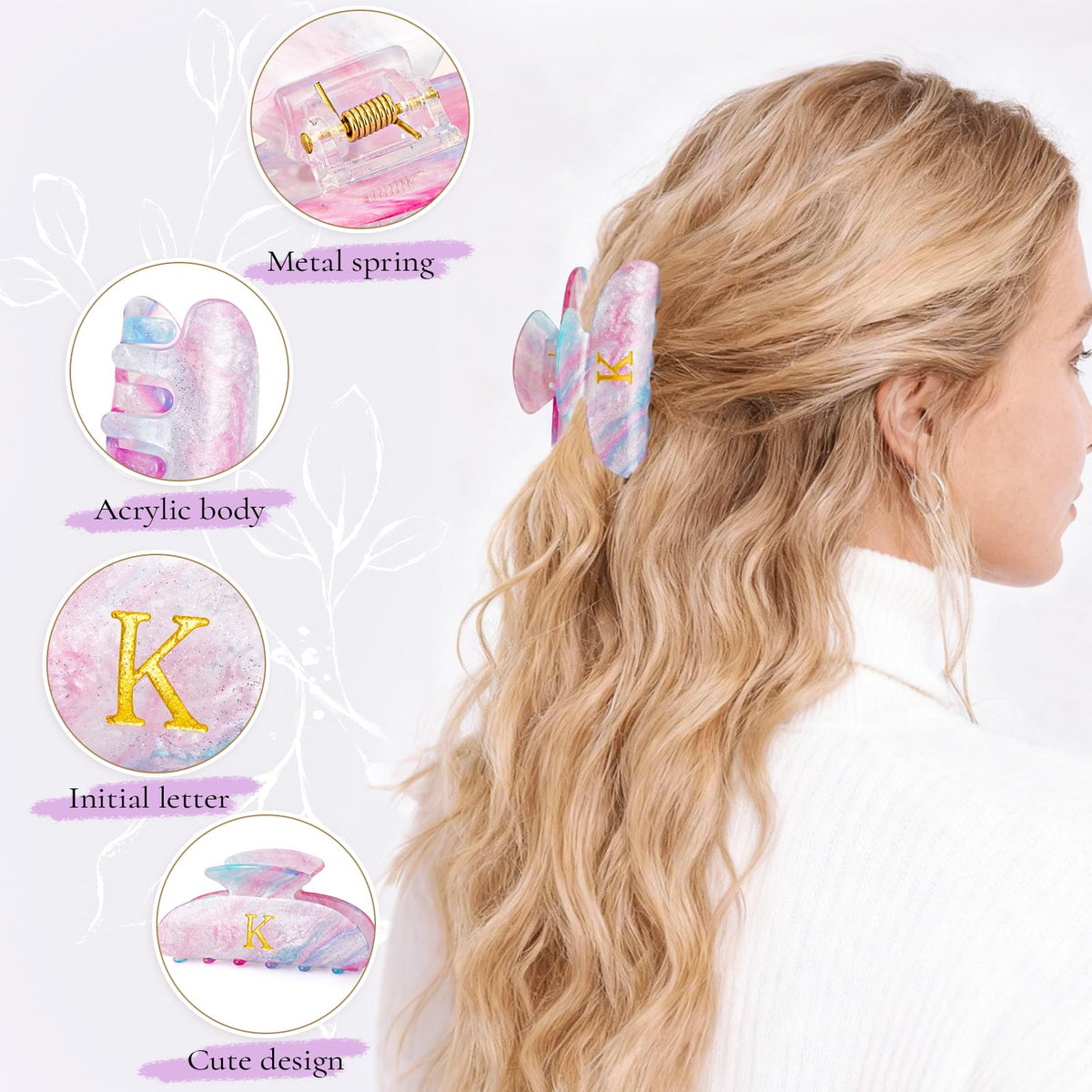 Fycert Initial Hair Clip Lavender in packaging