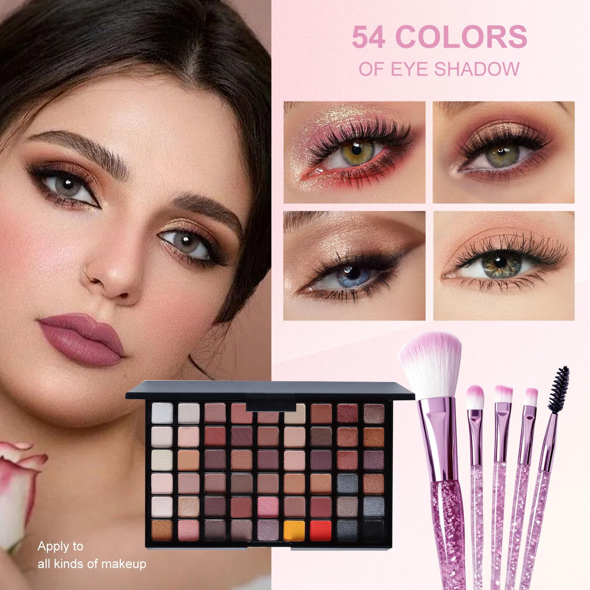 Fynqwor Makeup Set with makeup brushes and brow pencil