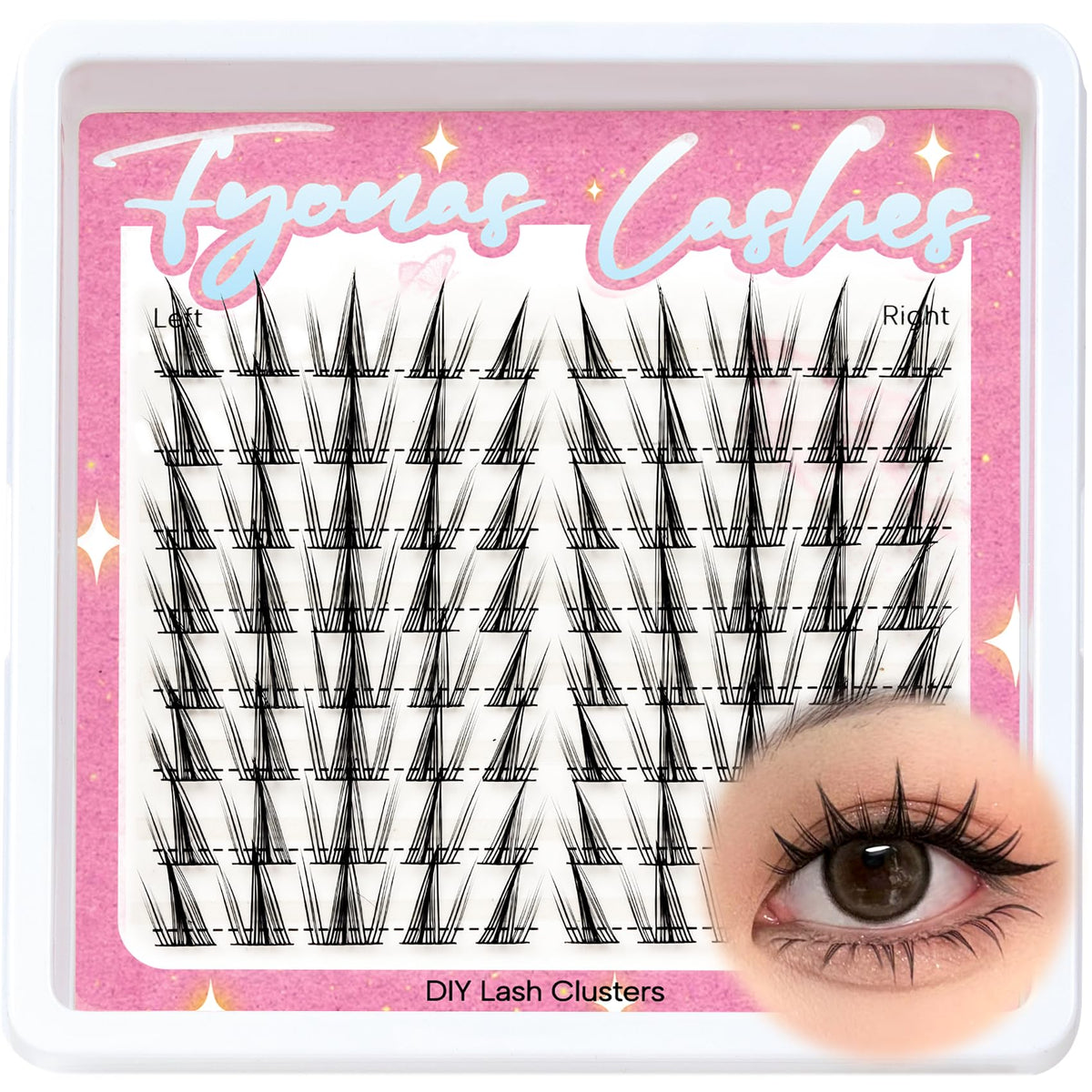 Fyonas Manga Lash Clusters front view with 80 individual lashes