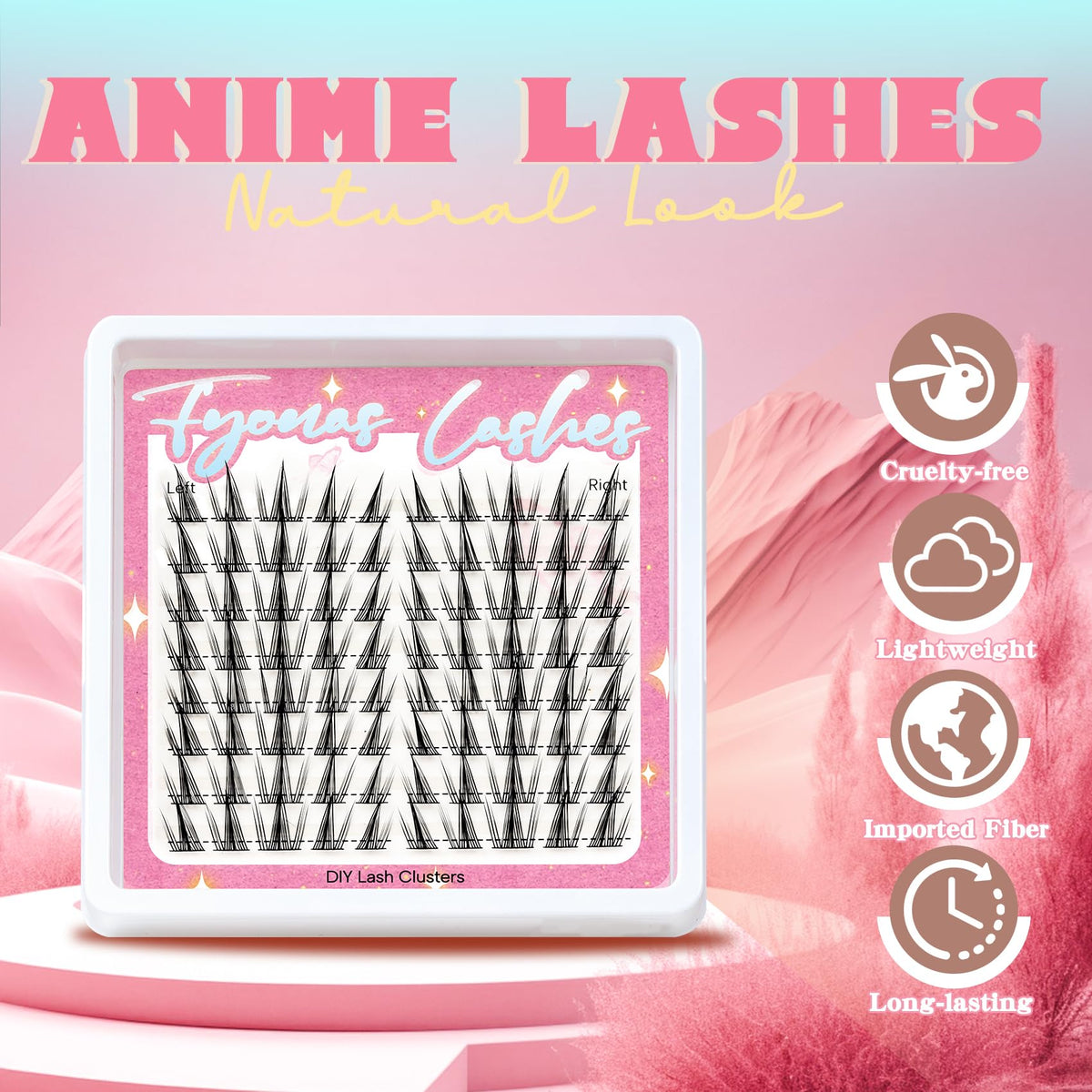 Fyonas Manga Lash Clusters lifestyle shot with makeup tools