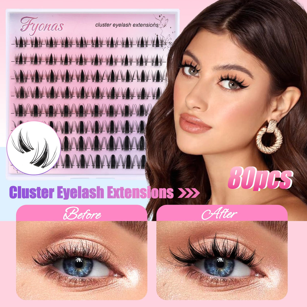Fyonas Manga Lash Clusters showing different lash lengths