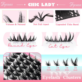 Fyonas Wispy Cluster Eyelash Extensions close-up of 14mm lashes