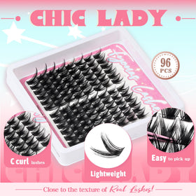 Fyonas Wispy Cluster Eyelash Extensions close-up of 16mm lashes