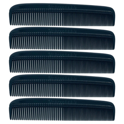 G.B.S Pocket Comb black front view with rounded teeth