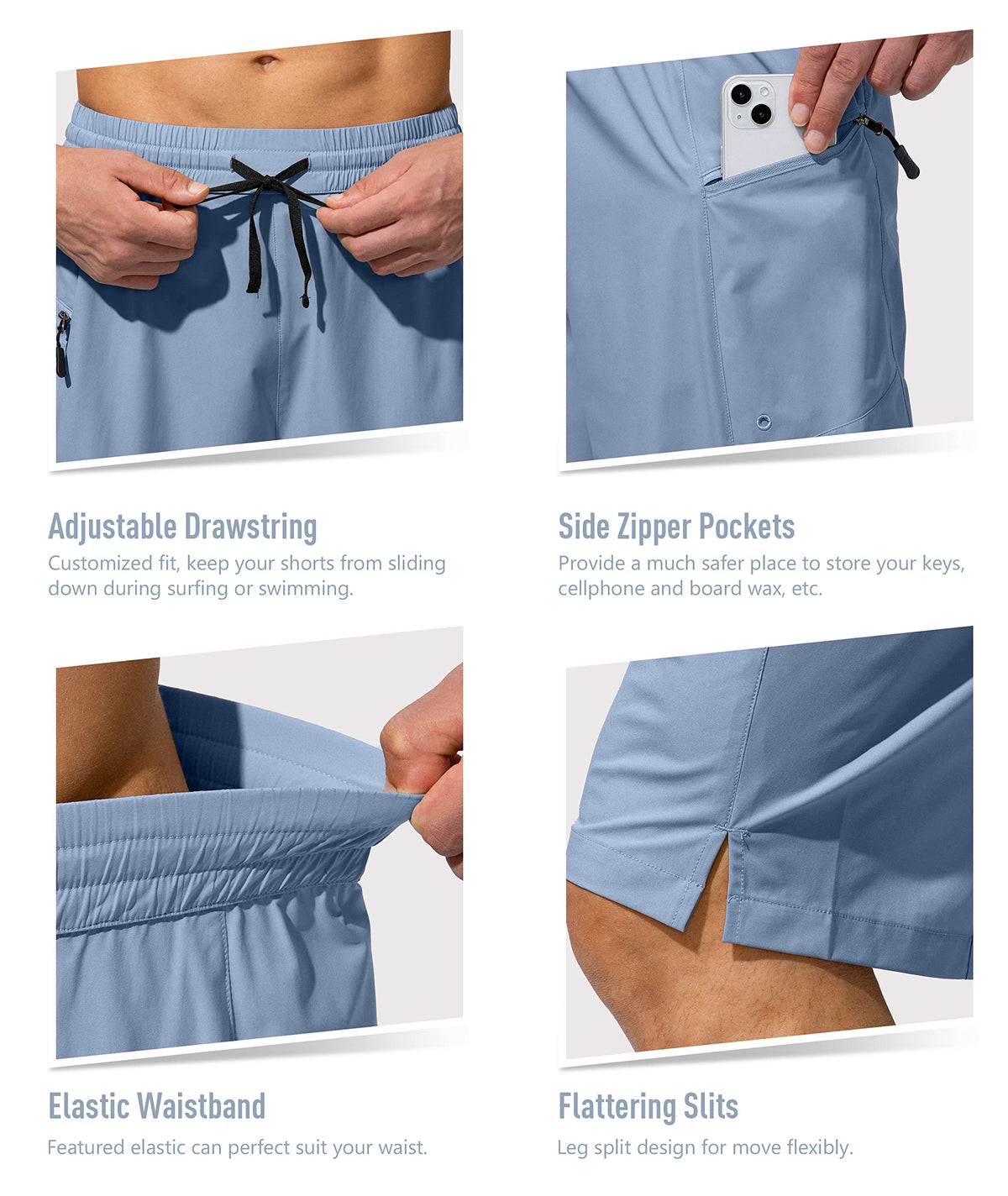 G Gradual Men's Swim Trunks lightweight fabric close-up