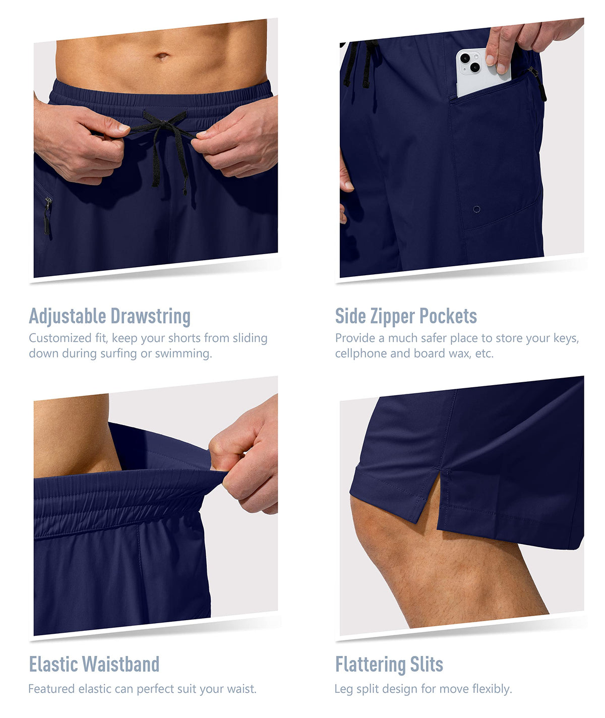G Gradual Men's Swim Trunks Navy back view