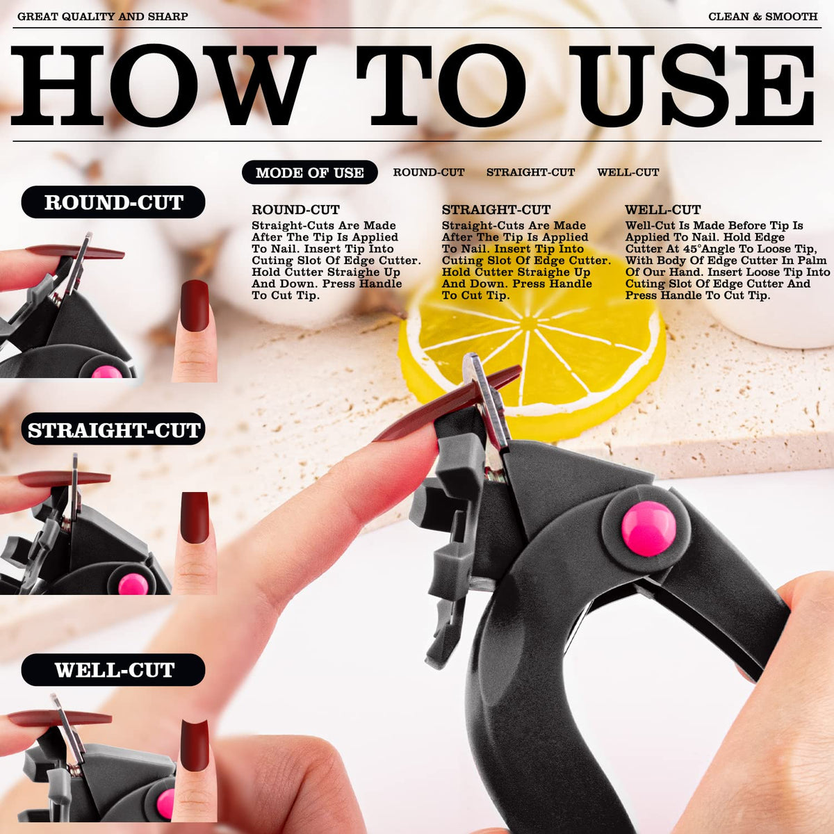 GA&EN Acrylic Nail Clippers with nail tips trapper feature