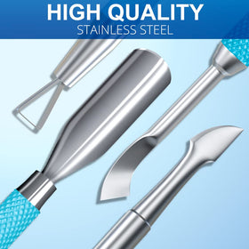 GA&EN cuticle pusher tool being used on nails