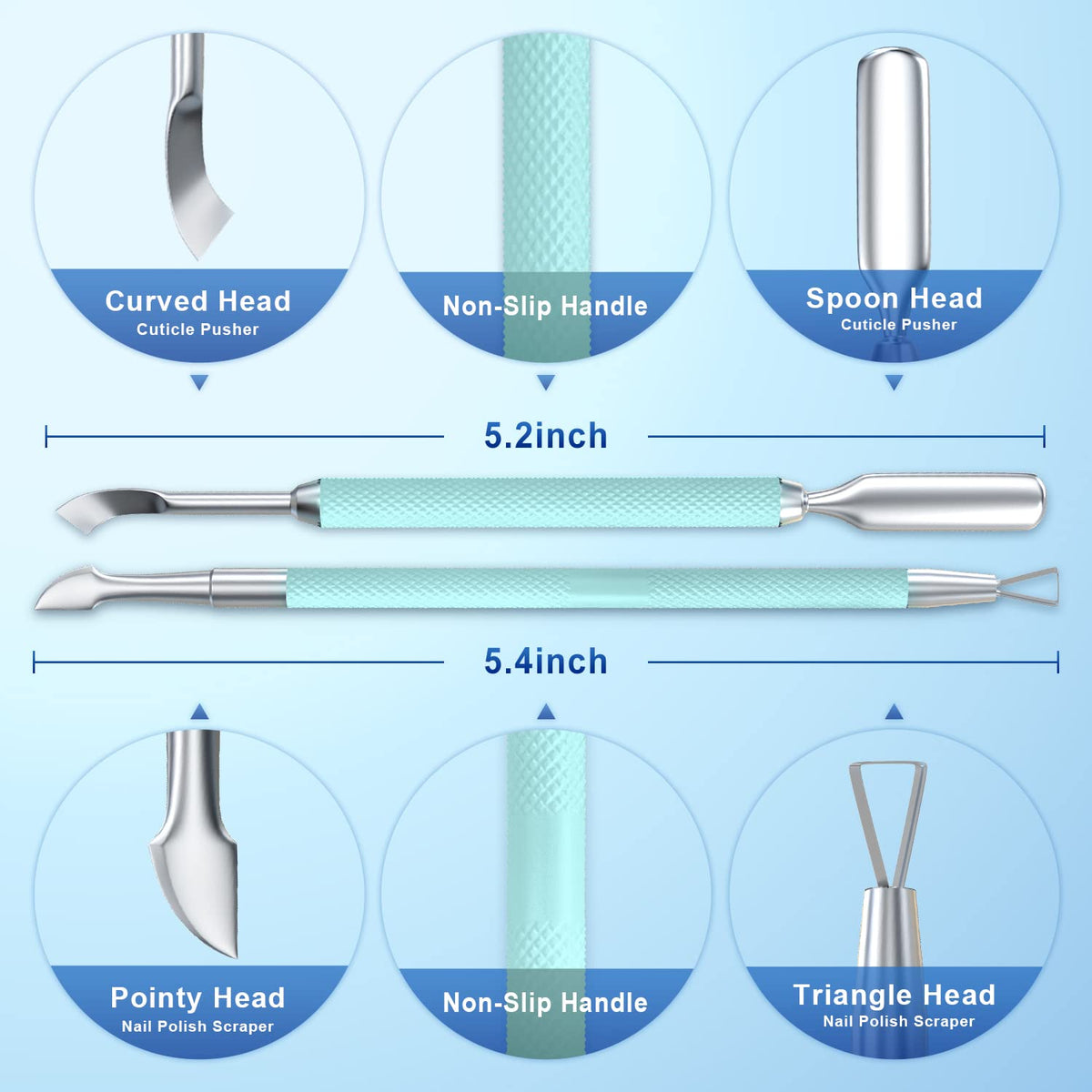 GA&EN Cuticle Pusher Tool Set showing ergonomic handle design