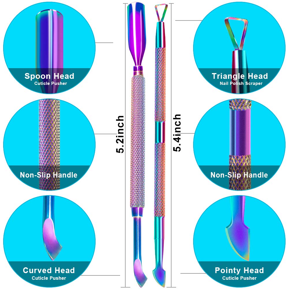 GA&EN Cuticle Pusher Tool Set with curved-blade head
