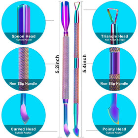 GA&EN Cuticle Pusher Tool Set with curved-blade head