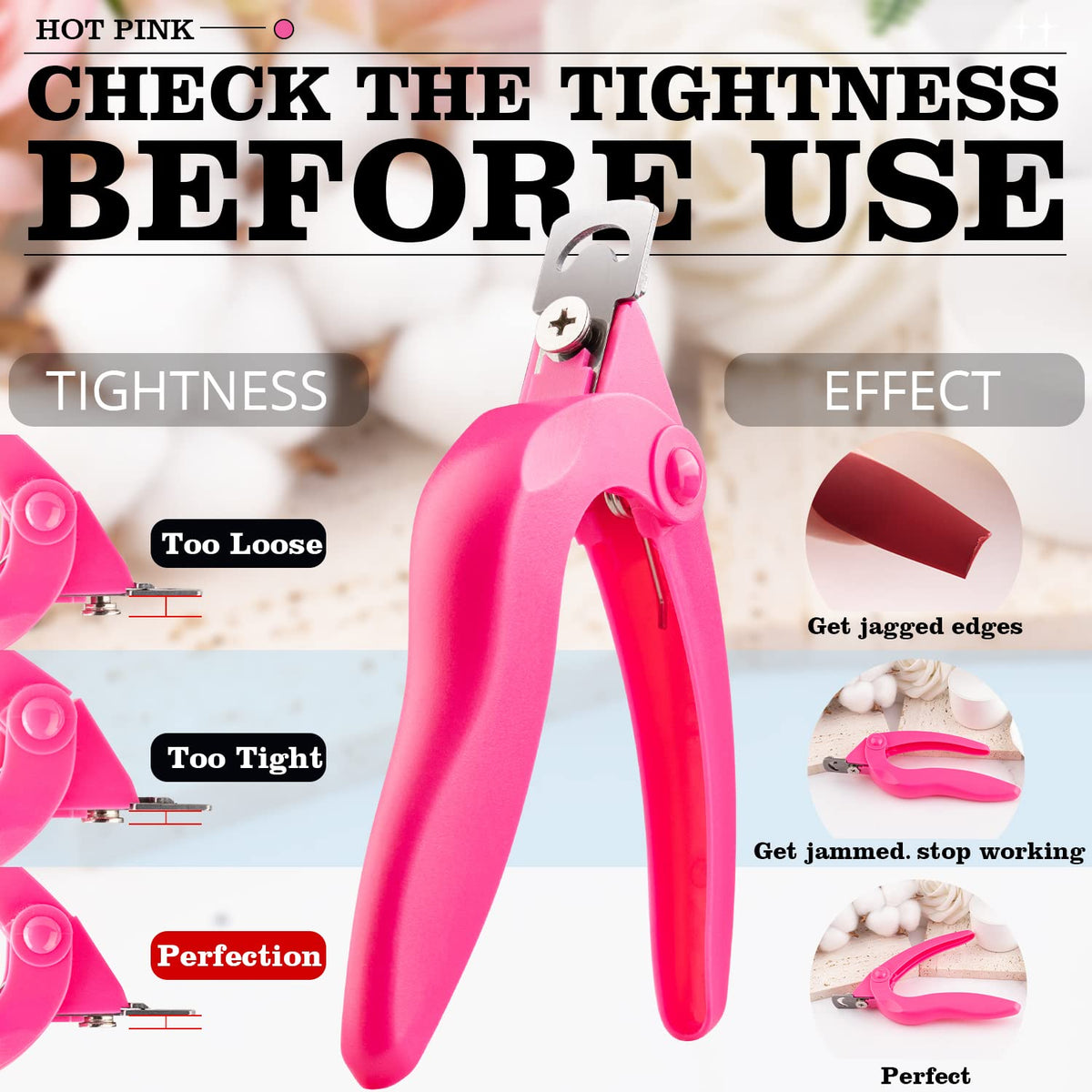 GA&EN Hot Pink Acrylic Nail Clipper with dial measure for length control