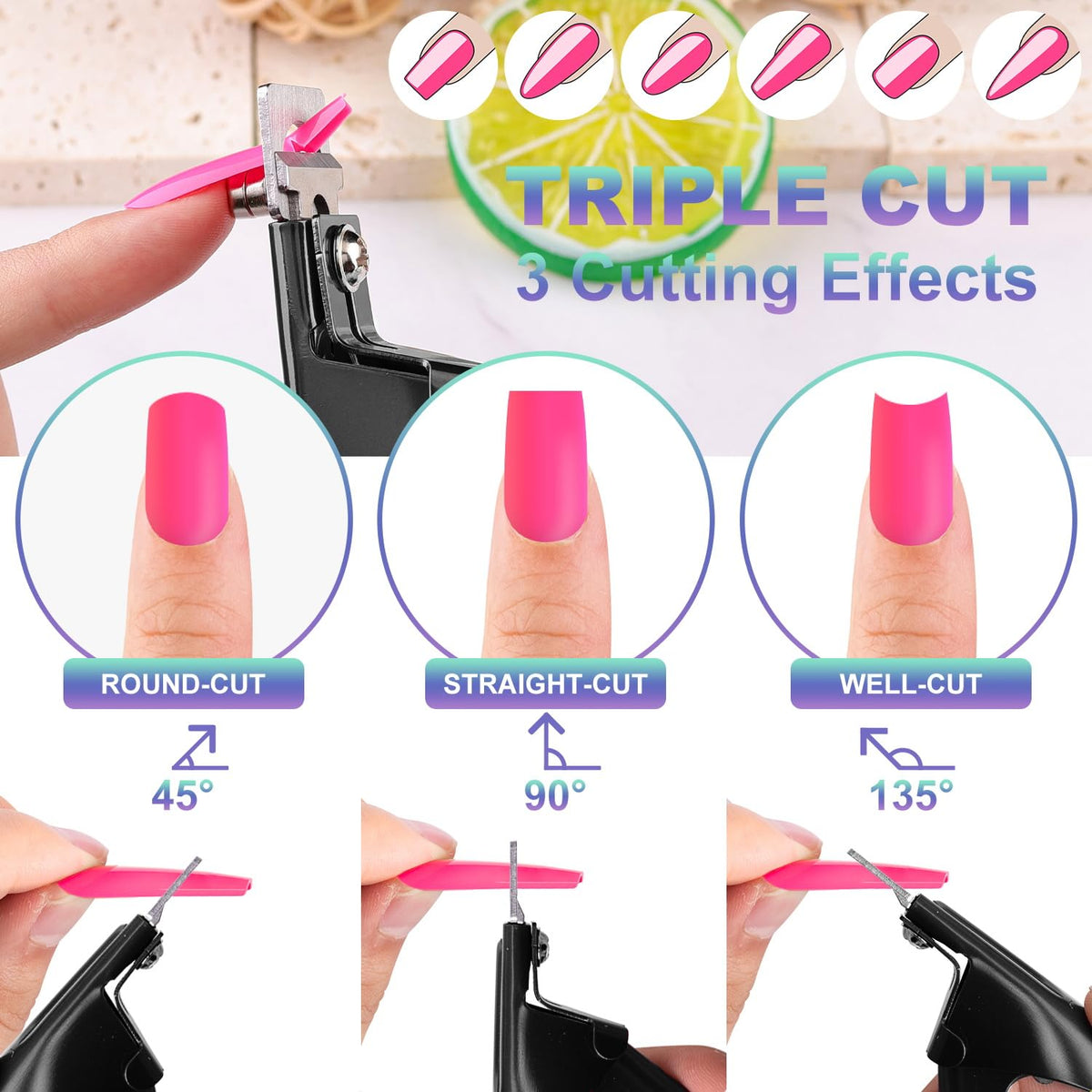 GA&EN nail clipper in use on acrylic nails