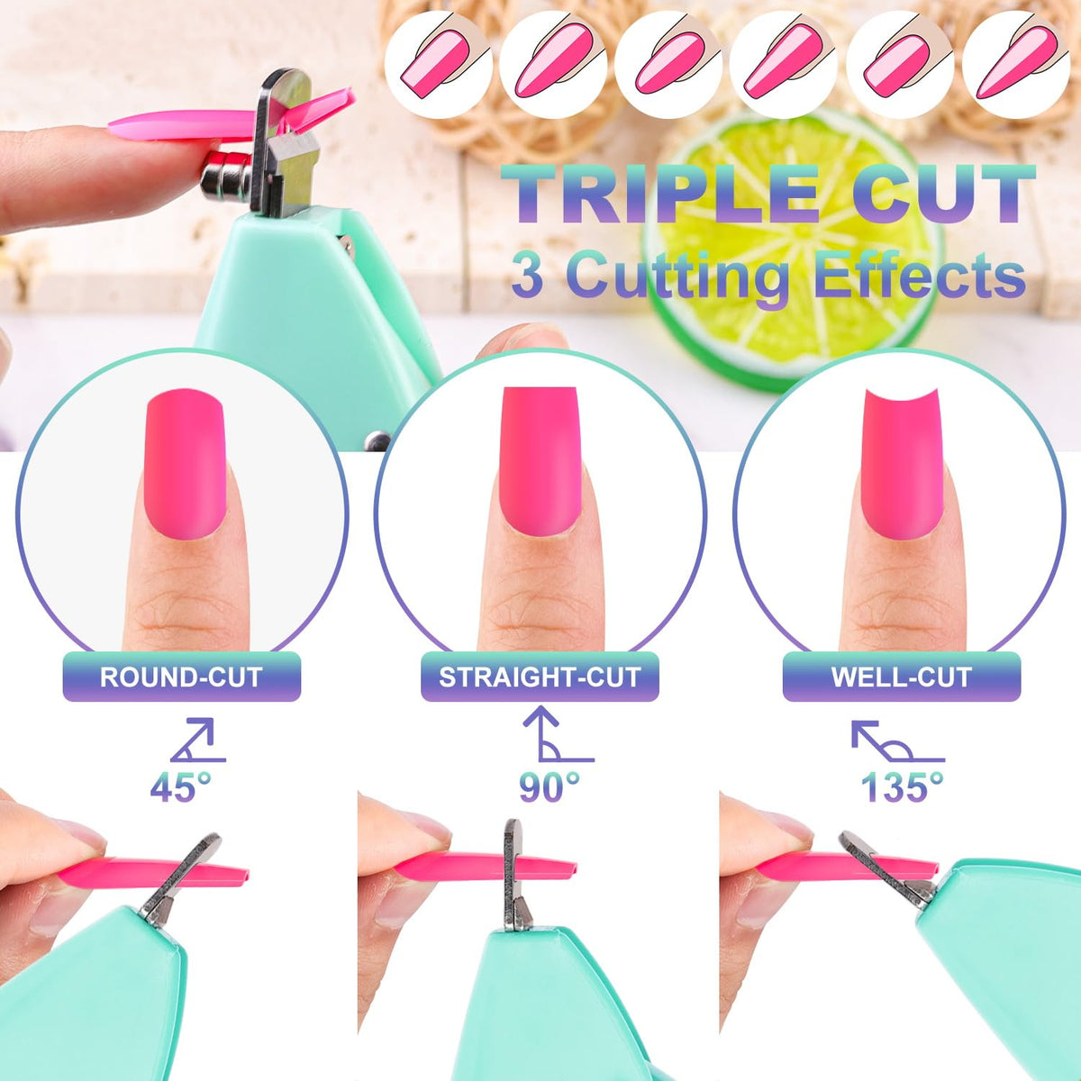 GA&EN nail clipper showing adjustable angles for nail shapes