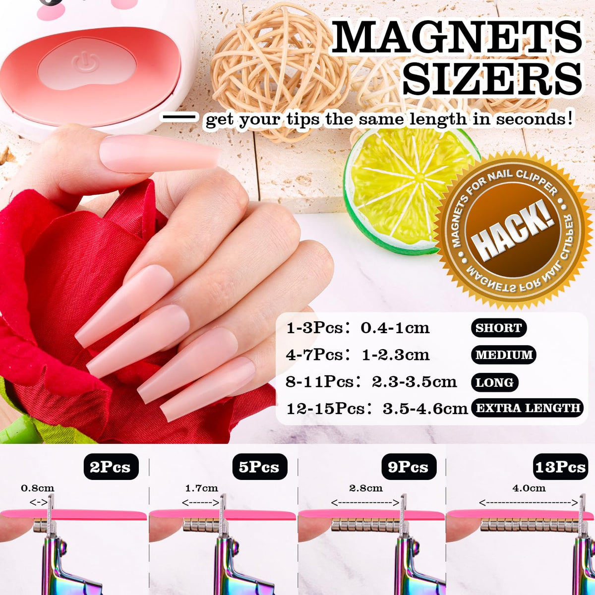 GA&EN nail clipper with magnet sizers displayed