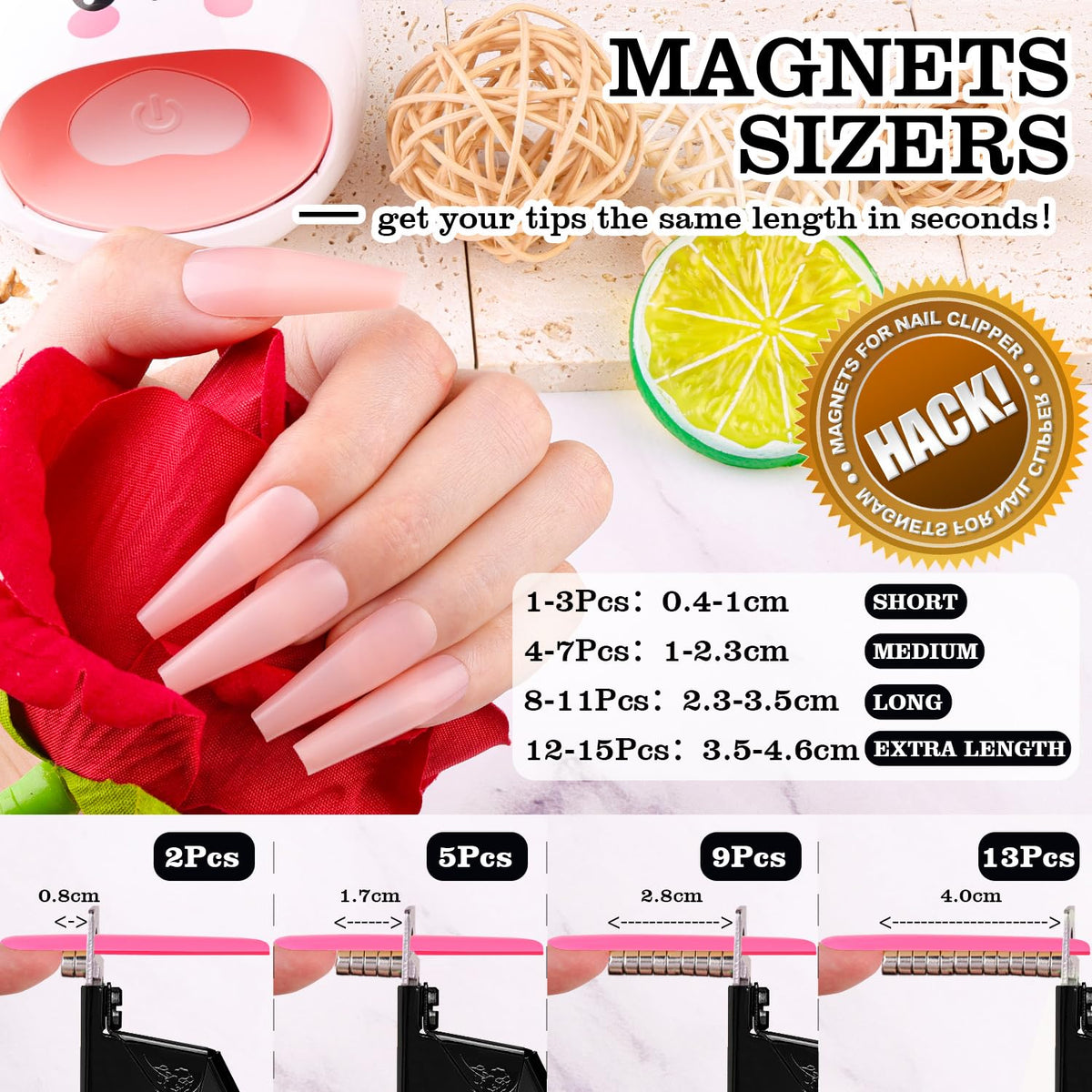 GA&EN nail clipper with magnet sizers laid out on a table