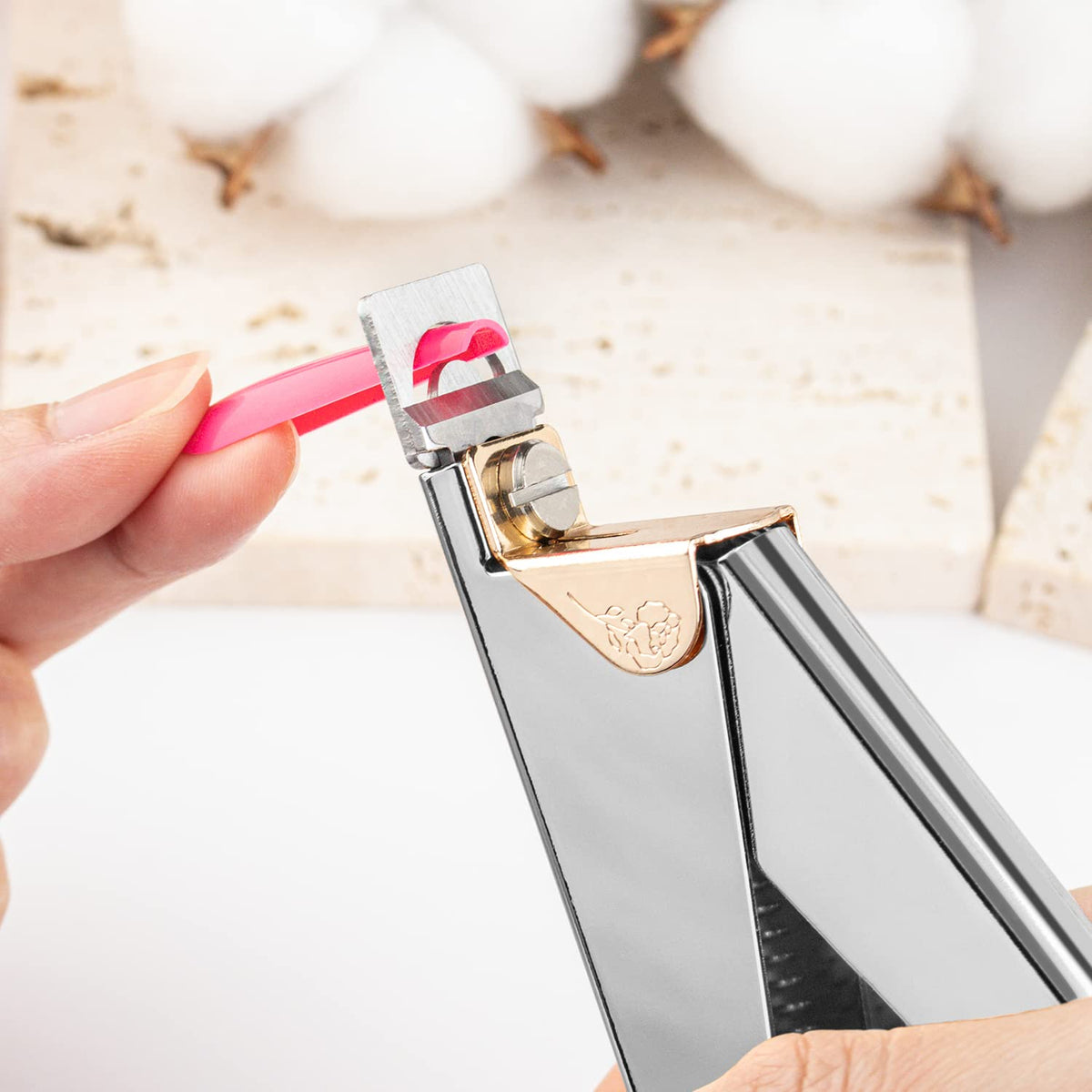 GA&EN Nail Clippers being used on artificial acrylic nails