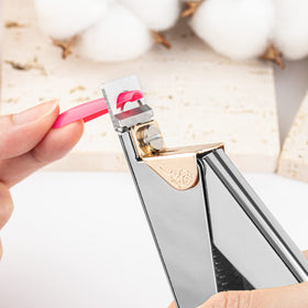 GA&EN Nail Clippers being used on artificial acrylic nails