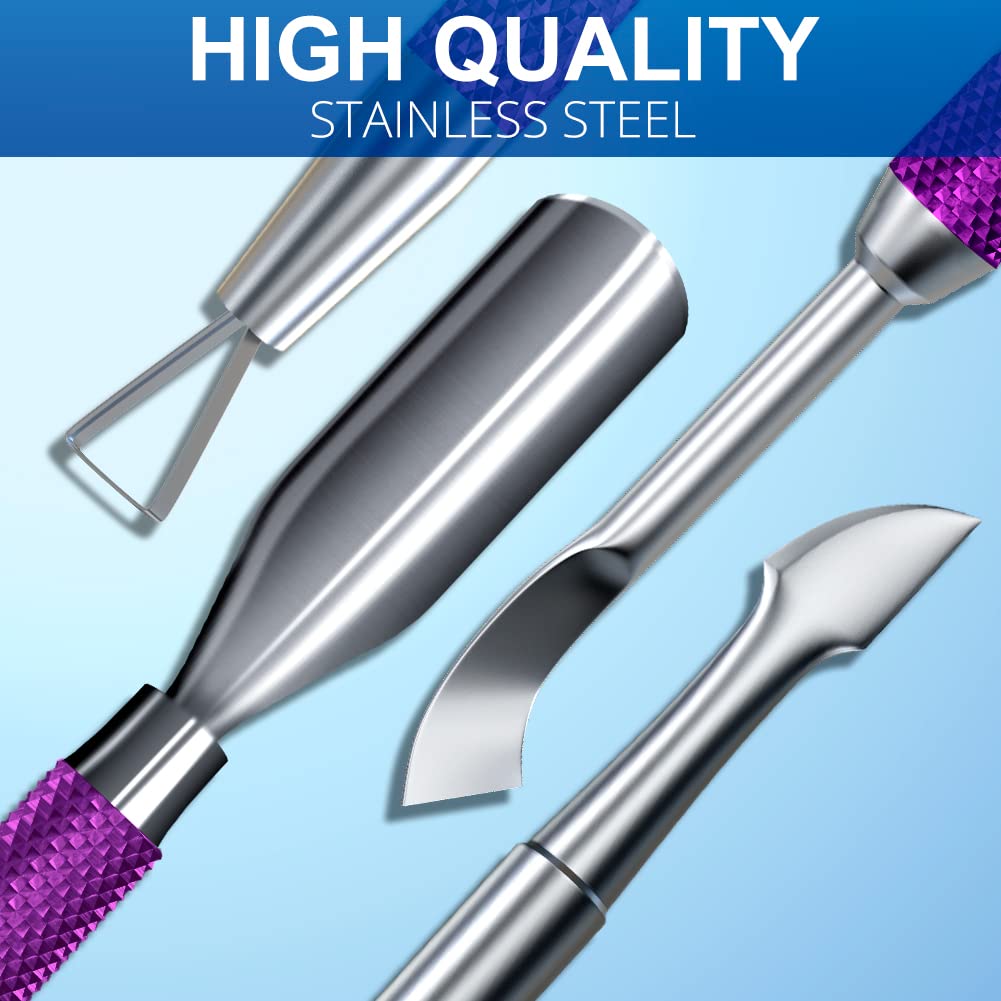 GA&EN stainless steel cuticle tools on a nail care table