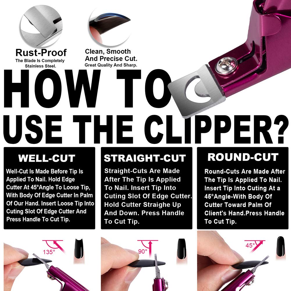 GA&EN Violet Red Nail Clippers side view with ergonomic design