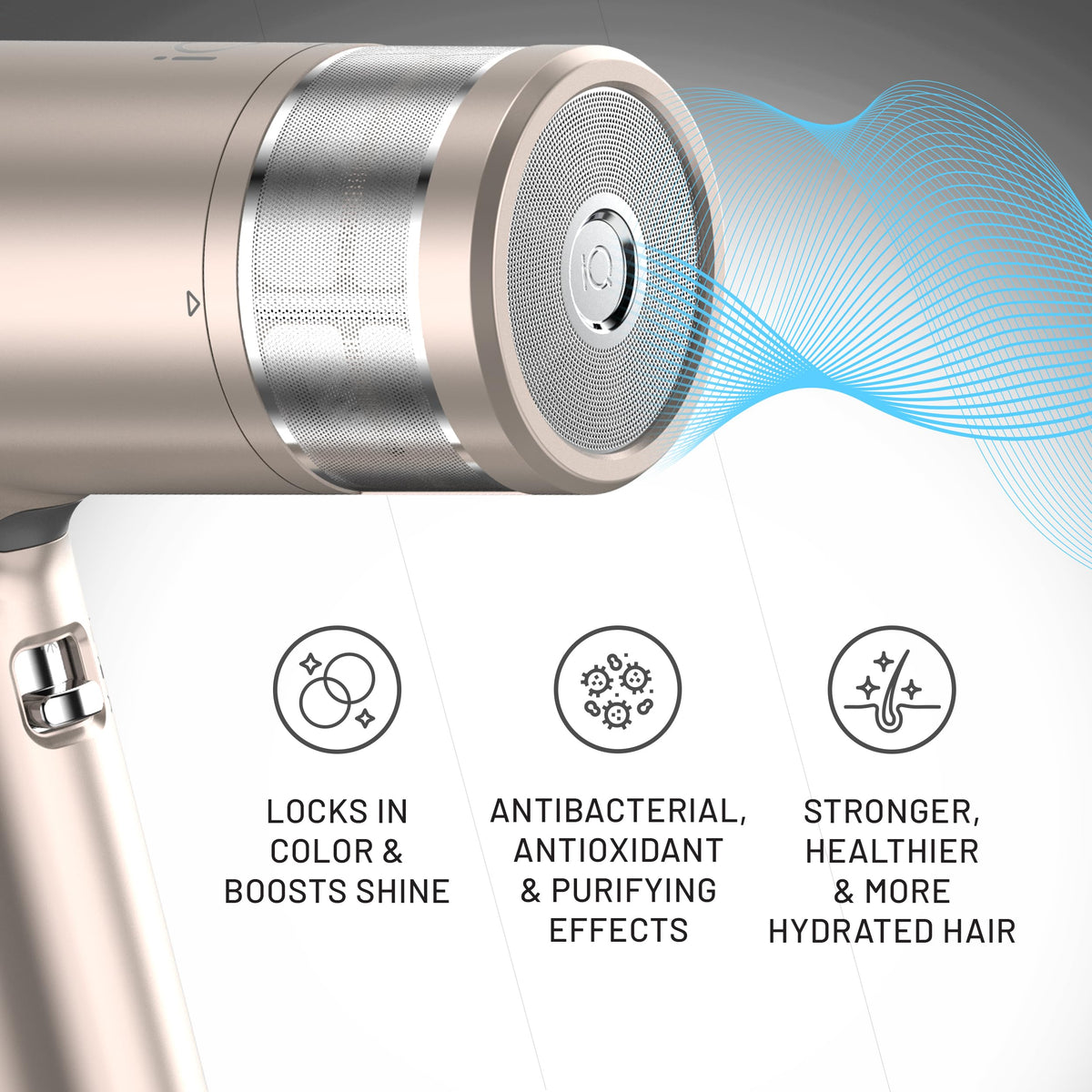 GA.MA ITALY PROFESSIONAL iQ1 Perfetto Hair Dryer in use on long hair