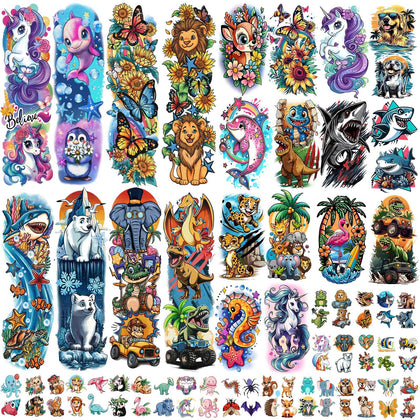 Gabizafia 52 sheets temporary tattoos for kids featuring dinosaur and unicorn designs