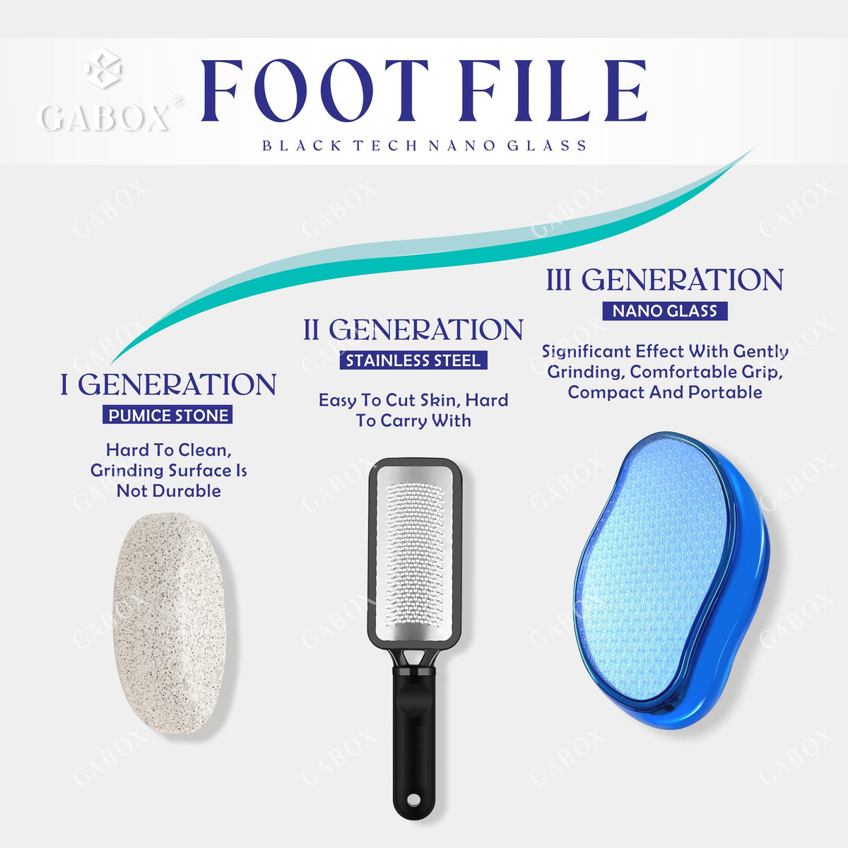 GABOX foot file being used on a foot for dead skin removal