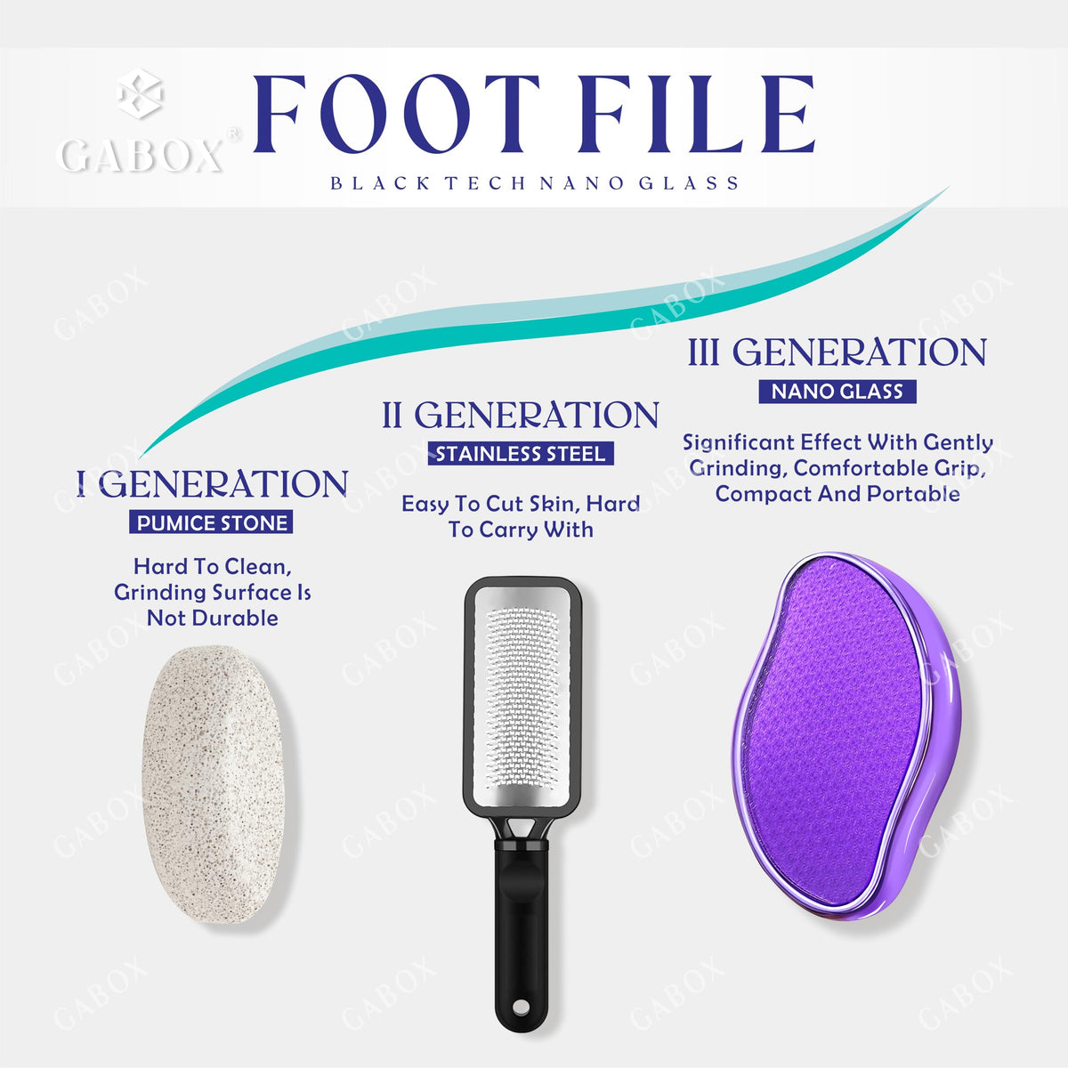 GABOX foot file being used on dry feet