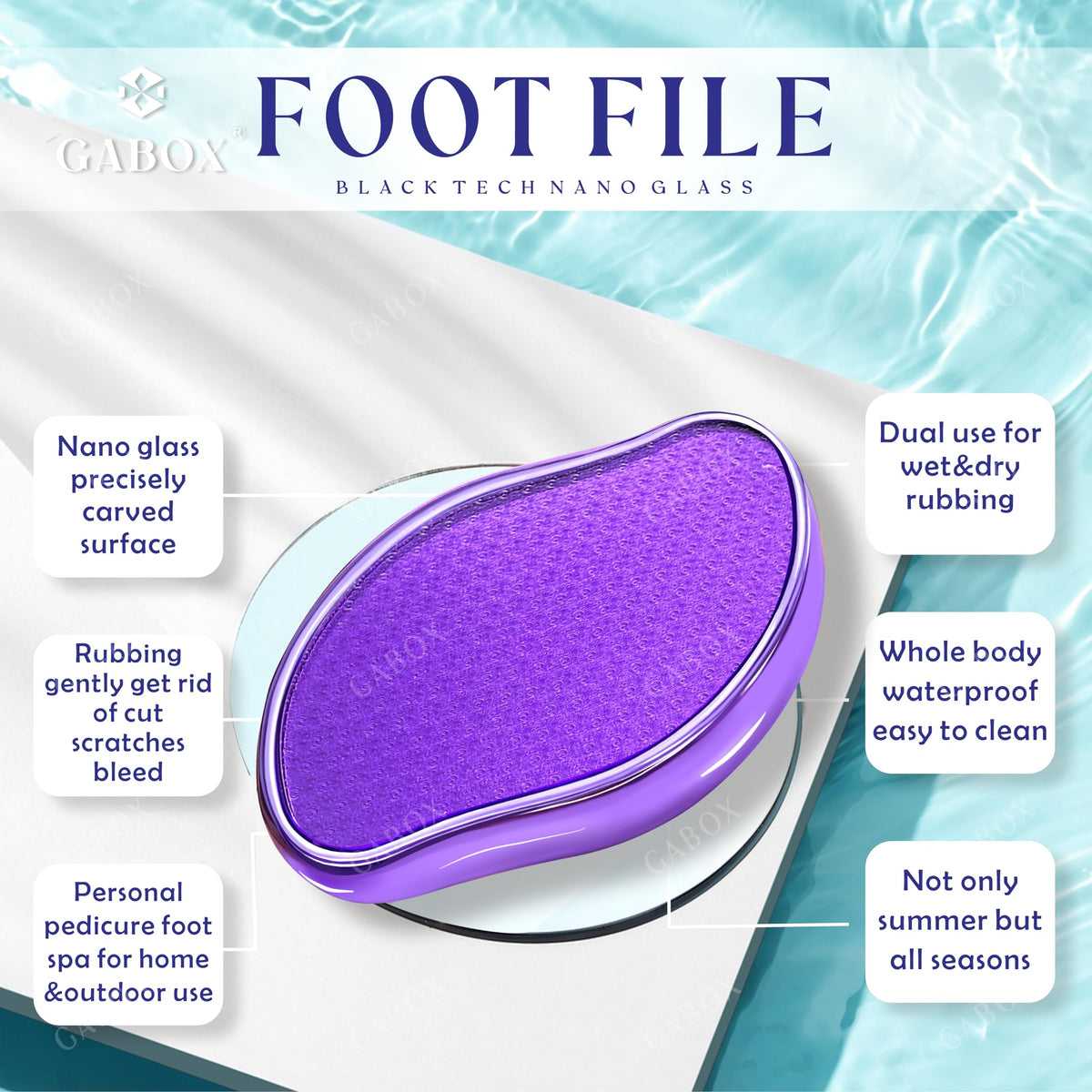 GABOX foot file showing advanced nano glass surface