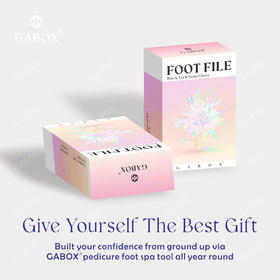 GABOX foot file showing waterproof feature for easy cleaning
