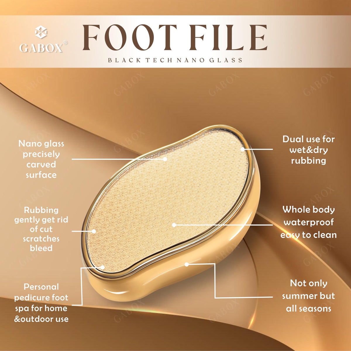 GABOX Nano Glass Pro Foot File side view showcasing advanced nano glass