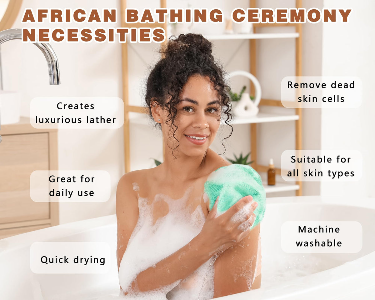 Gainlove African Exfoliating Net Sponge Light Purple with soap lather