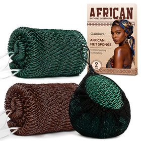 Gainlove African Net Sponge Dark Brown and Dark Green front view