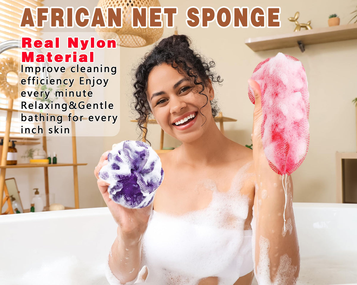 Gainlove African Net Sponge in use during a shower