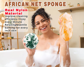 Gainlove African net sponge in use during a shower