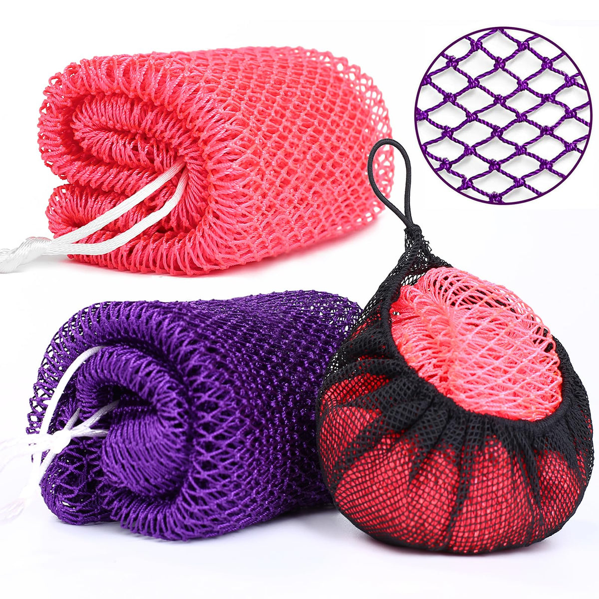 Gainlove African Net Sponge pink and deep purple front view