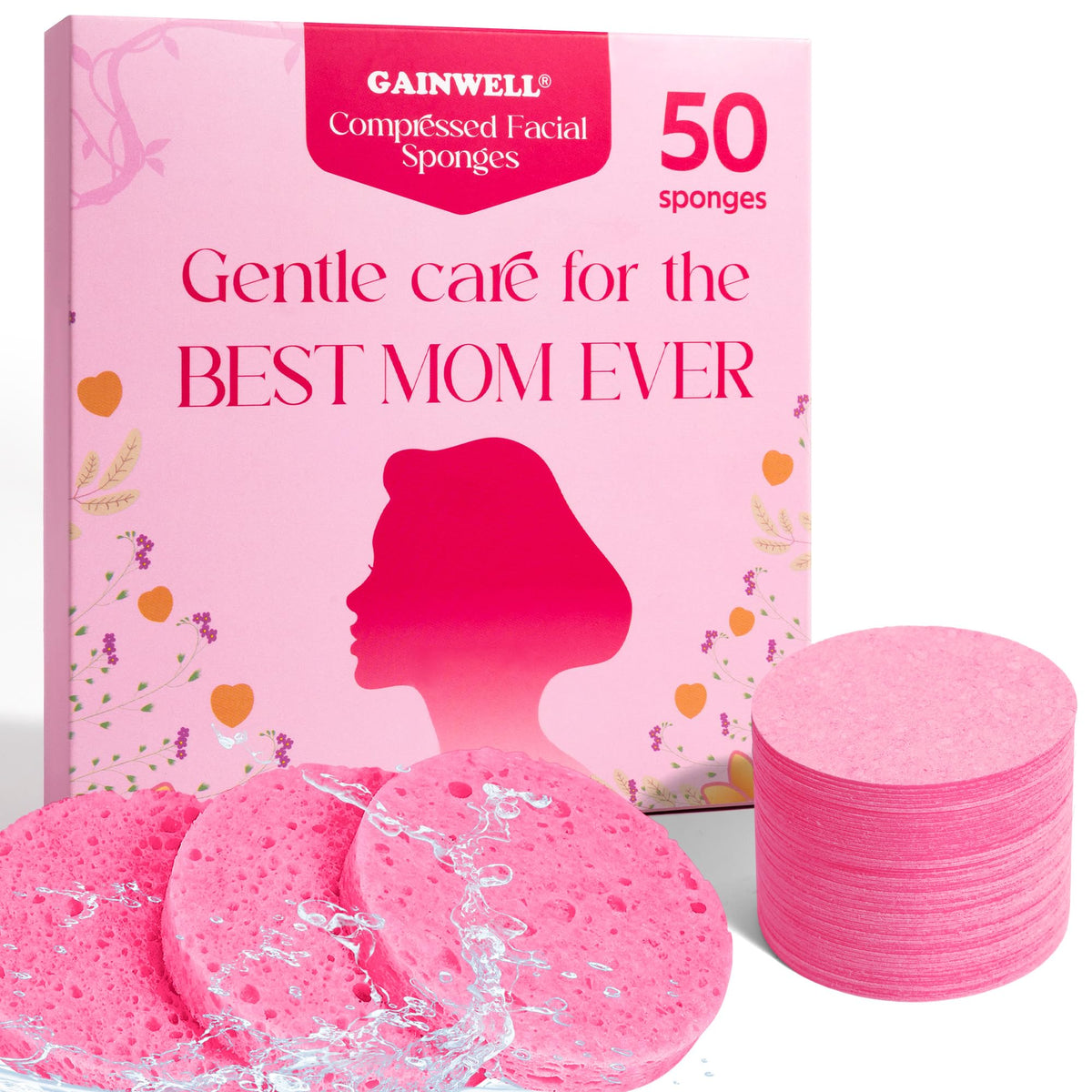 GAINWELL 50-count compressed facial sponges front view