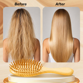 GAINWELL Bamboo Hair Brush Set in minimalist packaging