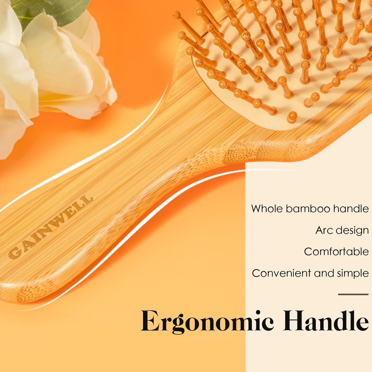 GAINWELL Bamboo Hair Brush side view highlighting air hole