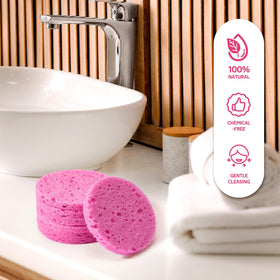 GAINWELL Compressed Facial Sponges stacked for storage