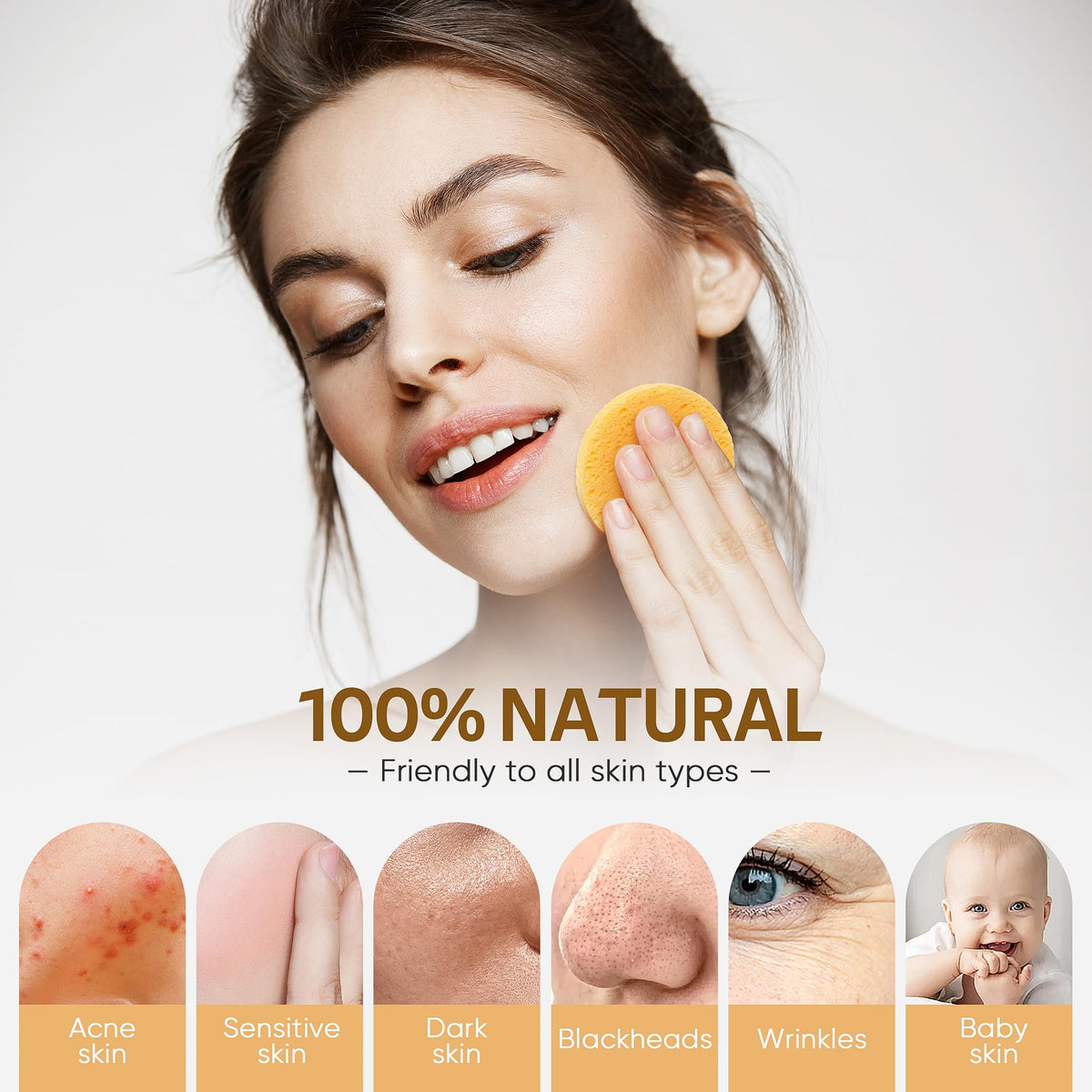 GAINWELL Compressed Facial Sponges yellow pack back view