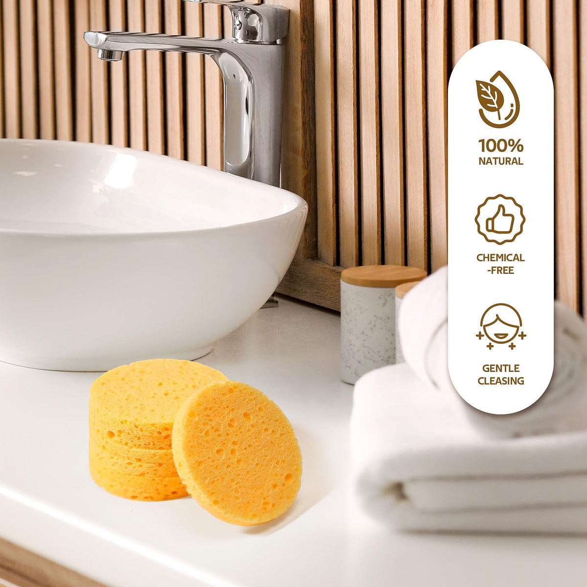 GAINWELL Compressed Facial Sponges yellow pack dimensions