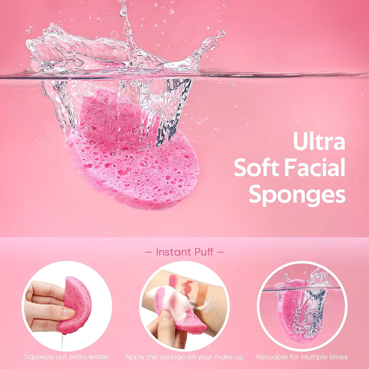 GAINWELL facial sponges in pink packaging
